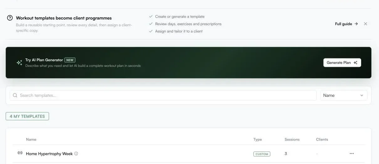CoachOS AI coaching assistant workspace